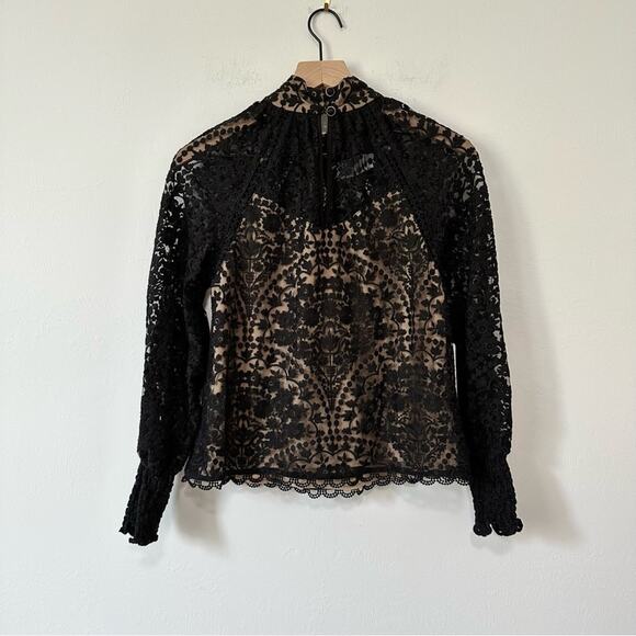 Saylor Sylvia Embroidered Mesh Top S - Picture 1 of 10